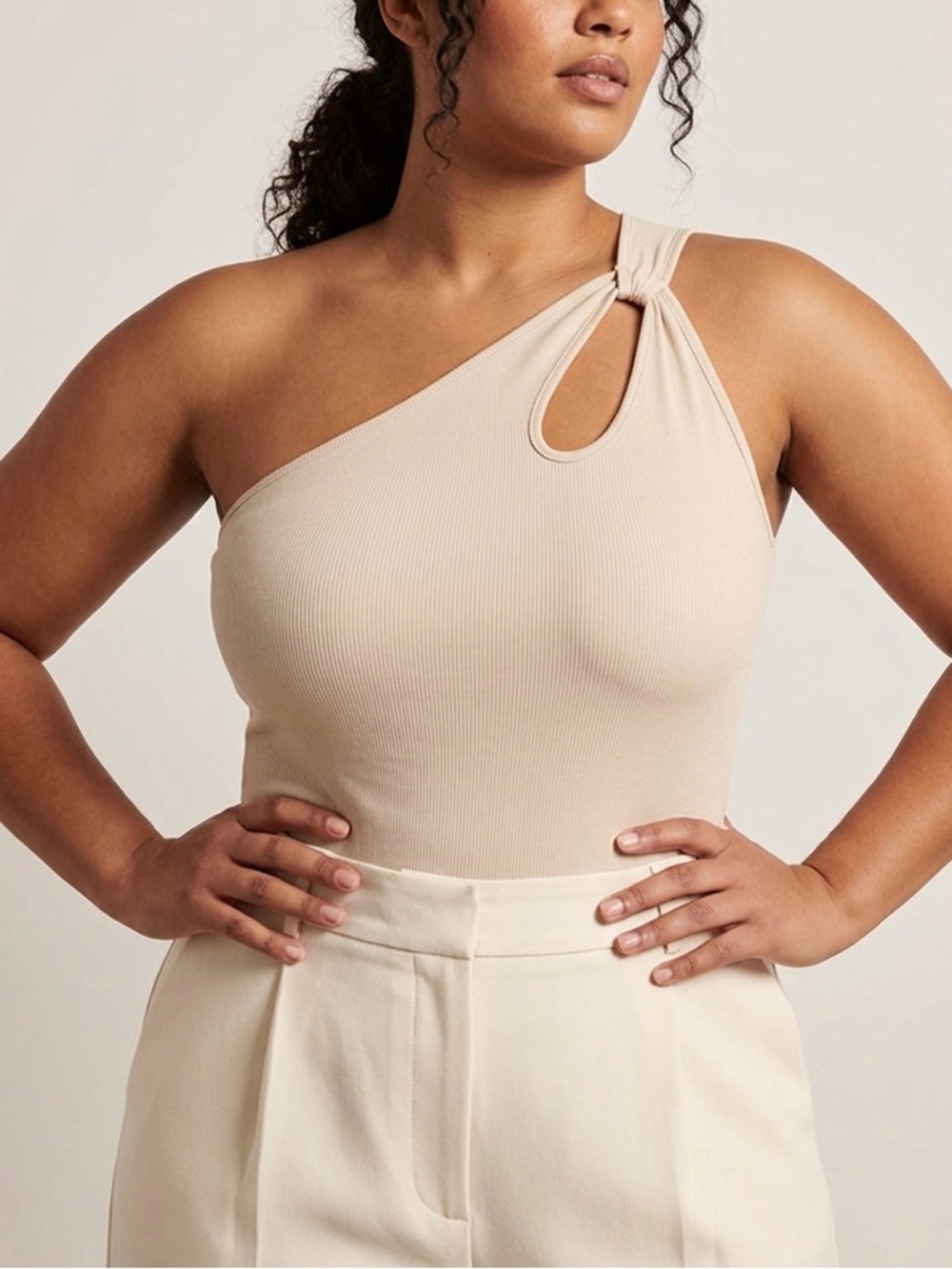 ⚡️2 for $38 Loness Curve Ribbed One-Shoulder Bodysuit 3X
